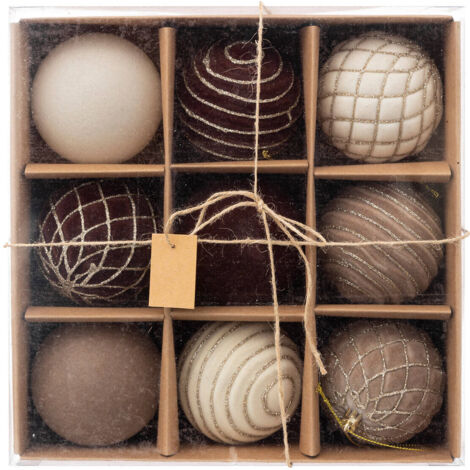 Lot De 9 Boules De Noël Pailletées 8 Cm - 3 Designs, 3 Couleurs (Rouge, Or, Or Rose) - Déco Sapin Semi-Transparente