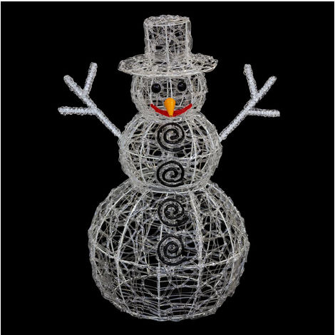 Déco lumineuse Bonhomme de neige en 3D 100 LED Blanc H 60 cm - Feeric Christmas