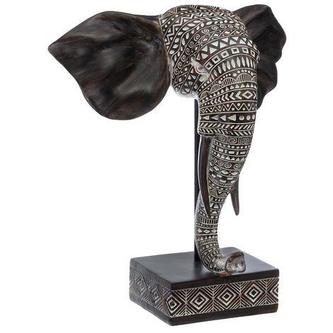 Atmosphera Objet Decoratif Tete D Elephant En Resine Gravee H 32 Cm