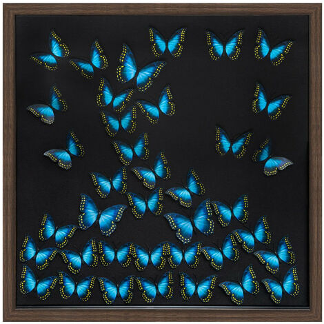 Atmosphera - Cadre décoratif Papillons en 3D 55 x 55 cm - Bleu