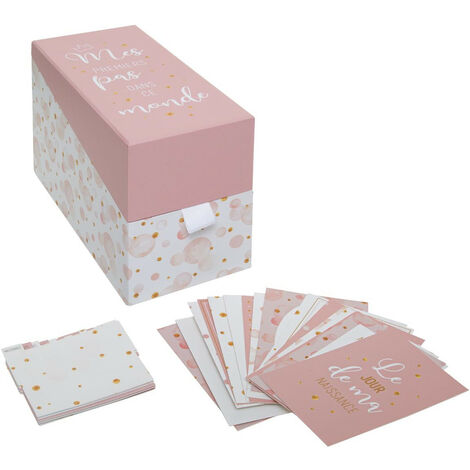 Atmosphera Boite De Naissance Rose Avec Cartes Etape Et Intercalaires Souvenirs De Bebe