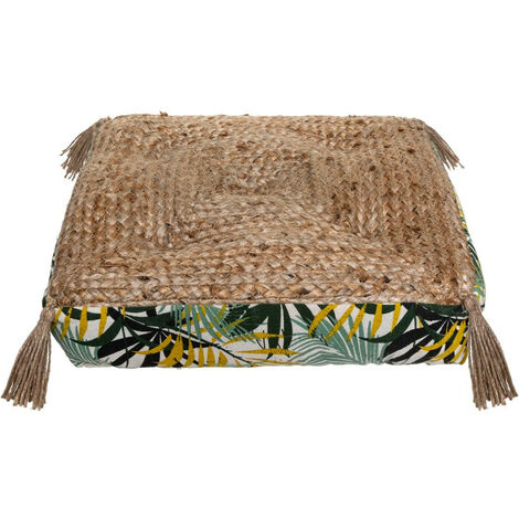 Coussin de Sol en Jute et Coton avec Pompons 38 x 38 cm - Atmosphera