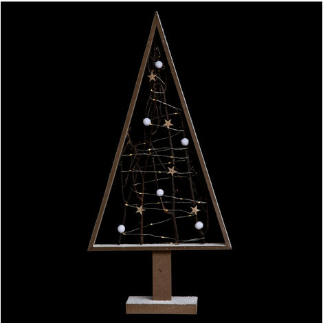 Feeric Christmas - Déco de Noël Sapin lumineux en Bois 30 LED Blanc chaud H 72 cm - Bois