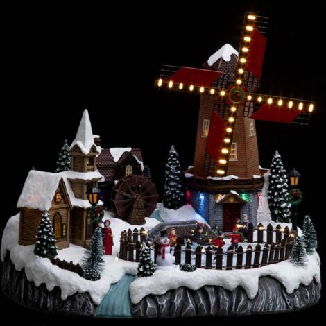 Village de Noël lumineux à piles Commerces - Village de Noel - Eminza