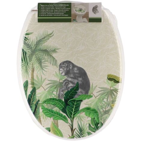 Abattant WC En Bois Déco Flowers Bleu Vert - Dimensions 37,5x46 Cm - Kit Fixation Universel Inclus