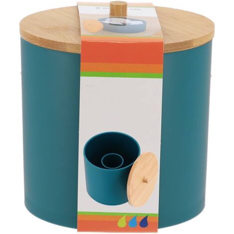 Boîte à Coton Élégante En Céramique Noire Et Bambou - Range Cotons Et Cotons-Tiges - Design Tendance