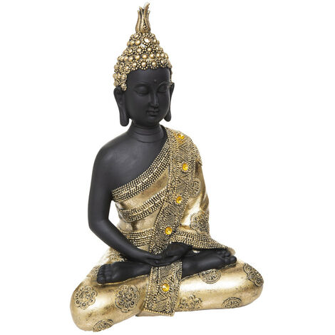 Statuette Bouddha Assis Résine Doré 42cm