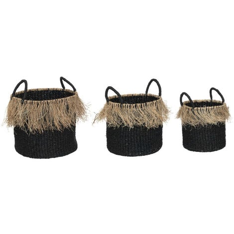 Set De Paniers De Rangement En Jute Et Roseau Atmosphera