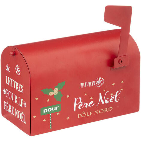 Boîte aux lettres Courrier du Père Noël métal rouge