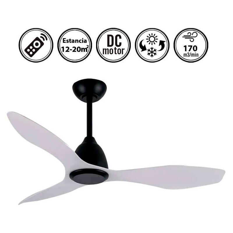 Ventilador techo Taku DC sin luz negro-plata