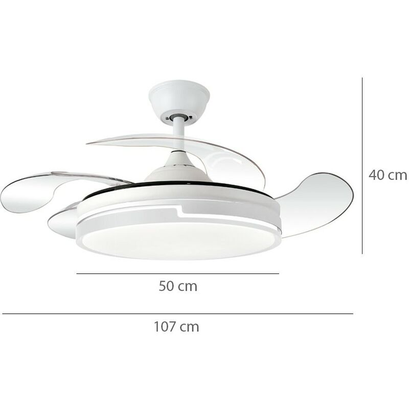 Lampara Plafon Ventilador de techo con luz Silencioso retractil blanco -  Brico Profesional