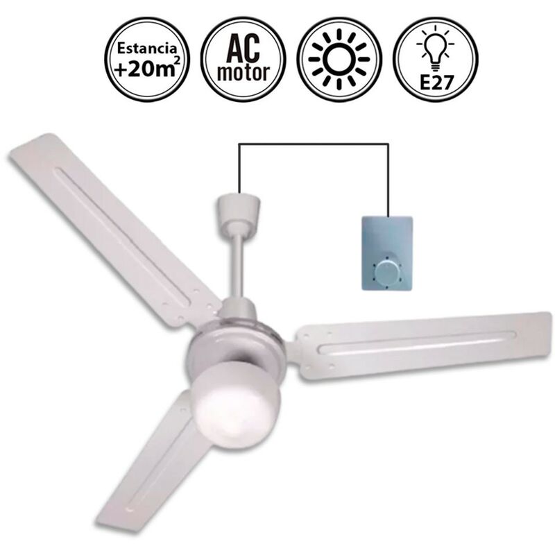 Ventilador de techo Blanco con luz 120d