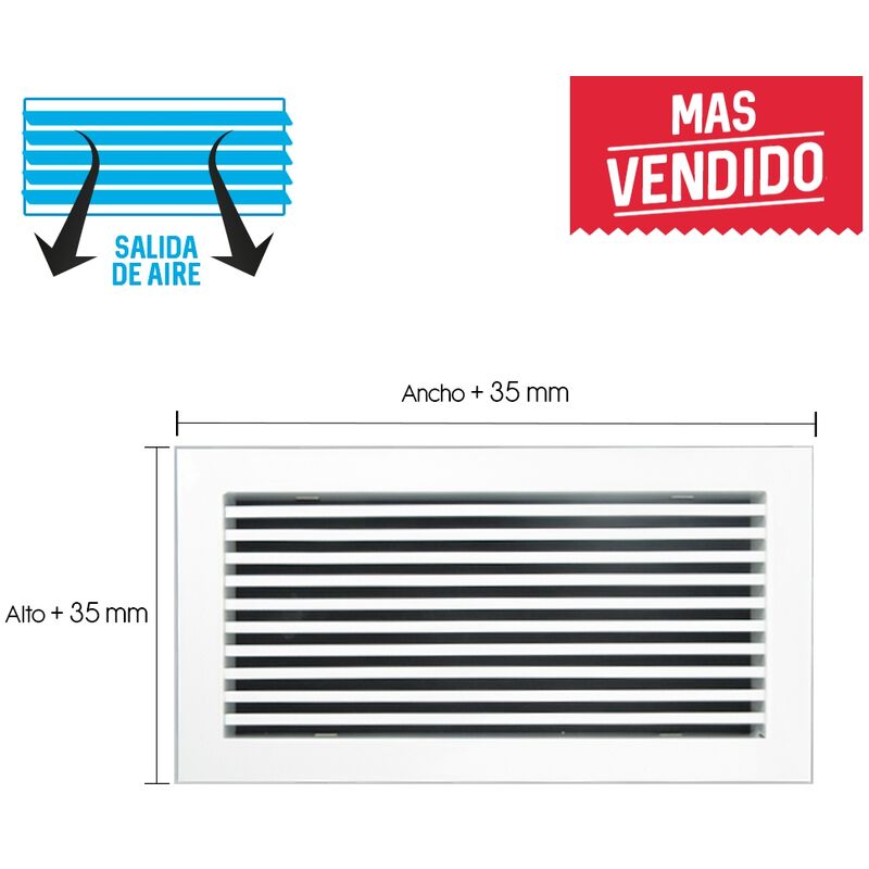 Rejilla de ventilación plana 150x150 mm Aluminio - Brico Profesional