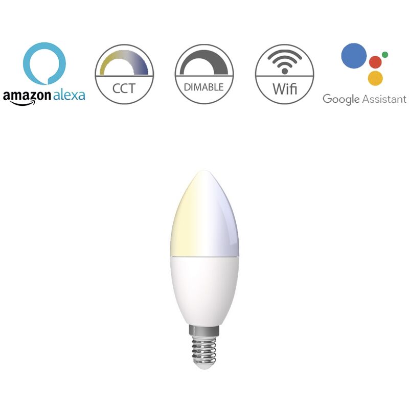 Bombilla Control De app para la temperatura color y intensidad luz morgan sulion inteligente vela e14 5w 470lm wifi opal blanco led