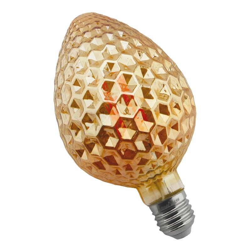 Bombilla filamento led piña diamante E27 8W Ámbar