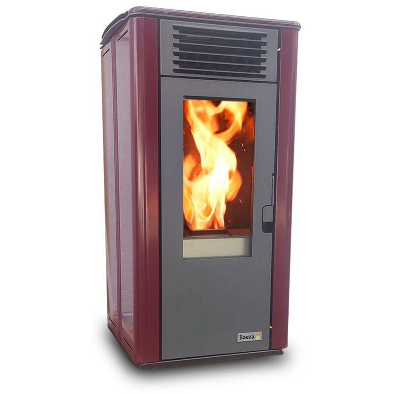 Estufa pellet 7 kW | Estufa pellets pequeña | Estufa pellet 4 colores y tubos Chimenea de pellets | Estufa de pellet barata Estufa Burdeos