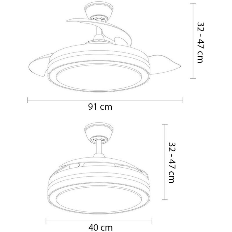 Lampara Ventilador De Techo Espartano Con Aspas Retractiles Transparentes  Plegables Motor Dc Silencioso Pequeño Diametro: 40-91 Cm Pequeño Diametro:  40-91 Cm con Ofertas en Carrefour