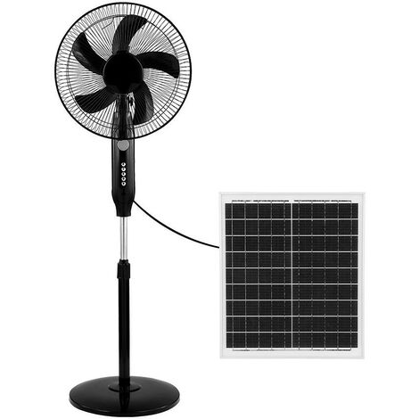 Ventilador de pie solar boreal negro 30W DC batería de litio de 9h duración con panel solar y puerto USB cable 4,2 metros (1/3)