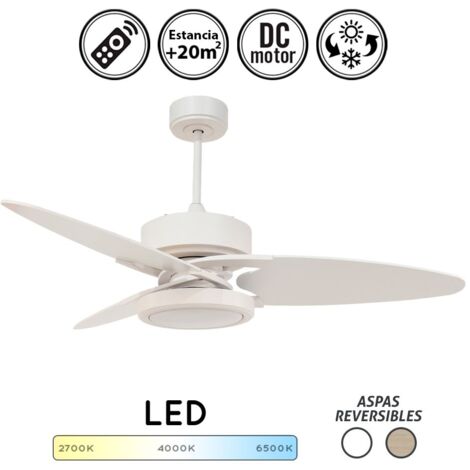 Ventilador de techo con luz silencioso DC con mando cross blanco 132 cm invierno-verano color luz regulable (1/5)