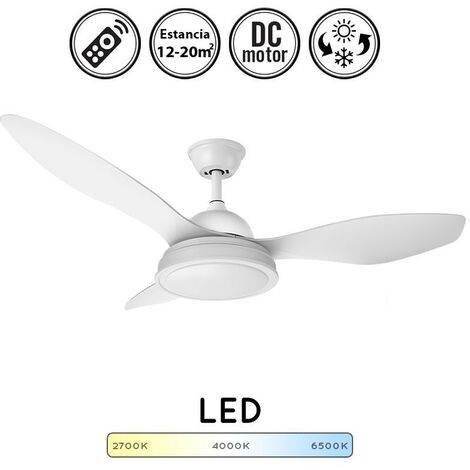 Ventilador de techo con luz silencioso DC con mando Datoo blanco 122 cm invierno-verano color luz regulable (1/4)