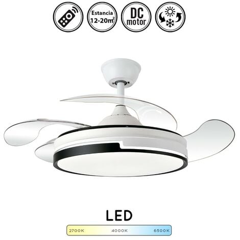 Ventilador de techo con luz silencioso DC con mando Bilake blanco/negro 107 cm invierno-verano color luz regulable