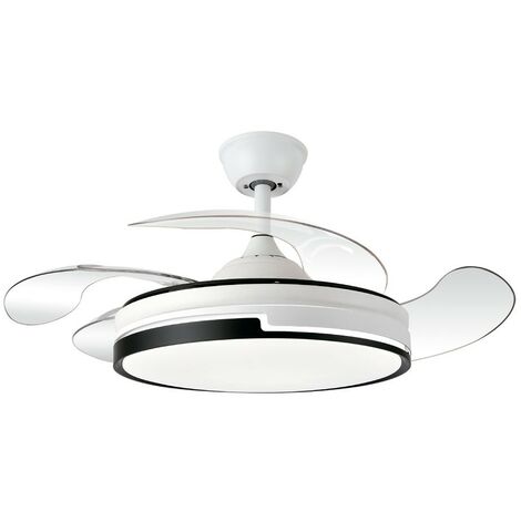 Ventilador de techo con luz silencioso DC con mando Bilake blanco/negro 107 cm invierno-verano color luz regulable