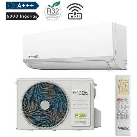 Aire acondicionado Split Inverter 6000 frigorías, bomba de calor, frio calor, A++, A+++, R32 gas más ecológico con Modulo WiFi