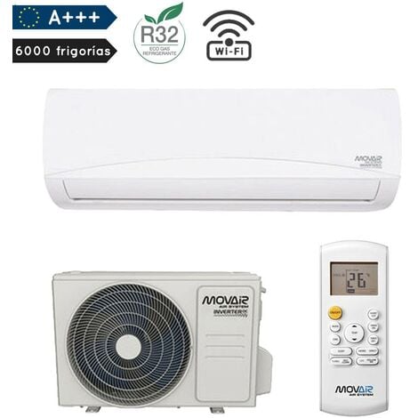 Aire acondicionado Split Inverter 6000 frigorías WiFi, bomba de calor, frio calor, A++, A+++, R32 gas más ecológico