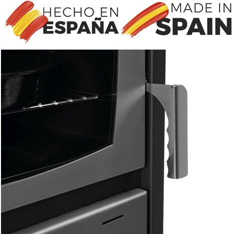 Estufa de leña con ventilador modelo K 18,08Kw  Chimenea de leña moderna para salón o cocina  Estufa de leña con horno