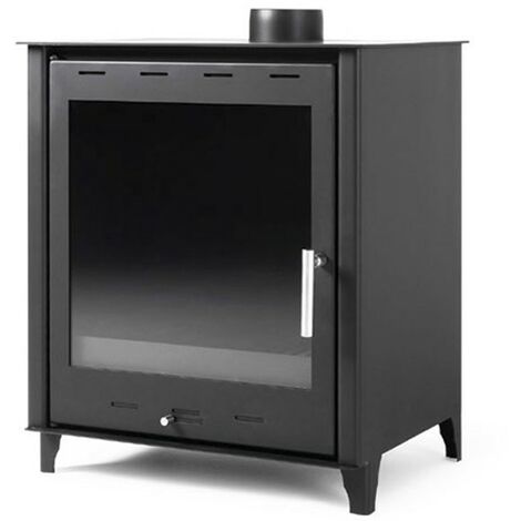 Estufa de leña grande modelo G 14.3 Kw  Chimenea moderna de leña con puerta cristal  Estufa de leña clásica para salón