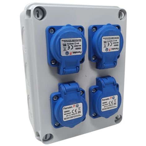 Caja 4 Schukos precableados libre halógenos 140x170x90 IP54 FAMATEL