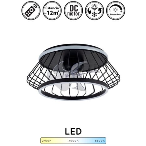 Ventilador de techo con luz silencioso DC con mando cobra negro 50 cm invierno-verano color luz regulable (1/4)