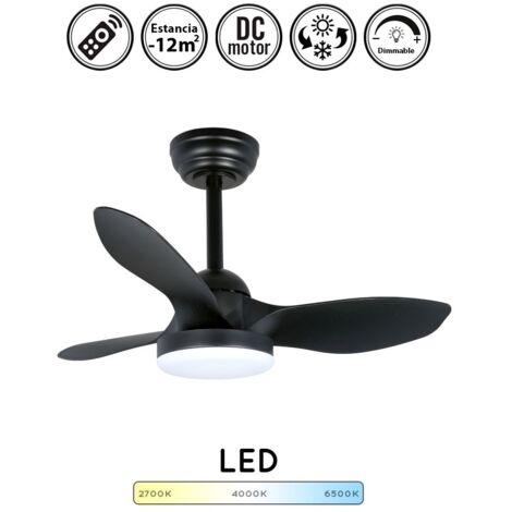 Ventilador de techo con luz silencioso DC con mando stel mini negro 80 cm invierno-verano color luz regulable (1/5)