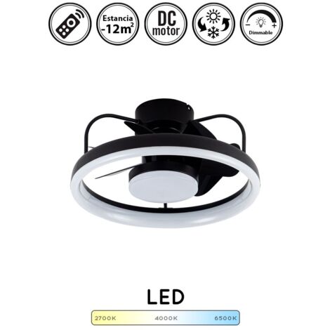 Ventilador de techo con luz silencioso DC con mando Strike negro 49 cm invierno-verano color luz regulable (1/5)