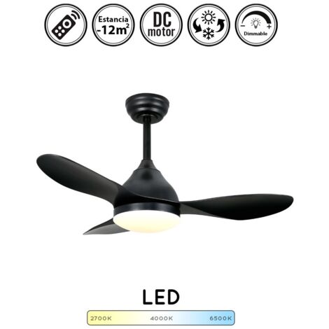 Ventilador de techo con luz silencioso DC con mando stel slim negro 92 cm invierno-verano color luz regulable