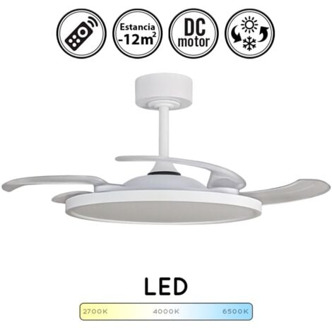 Lámpara Ventilador SLIM Con Motor DC Blanco 4 Aspas Retráctiles 72W LED