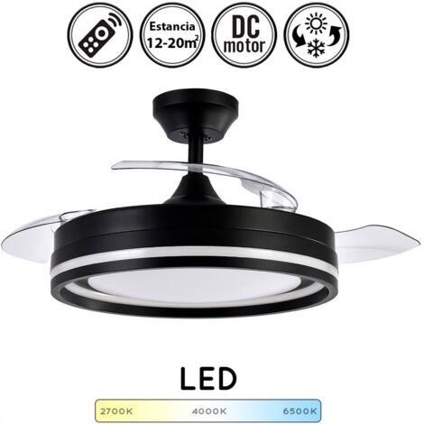 Ventilador de techo con luz silencioso DC con mando Cerrato negro 107 cm invierno-verano color luz regulable (1/4)