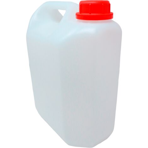 Garrafa PVC de 5l para descarga desagüe aire acondicionado con asa  Bidón plástico color blanco y tapón rojo 27x21x13 cm