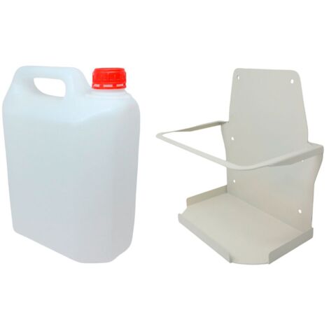 Conjunto garrafa PVC de 10L para descarga desagüe aire acondicionado + Soporte metálico en L de pared  kit bidón grande soporte