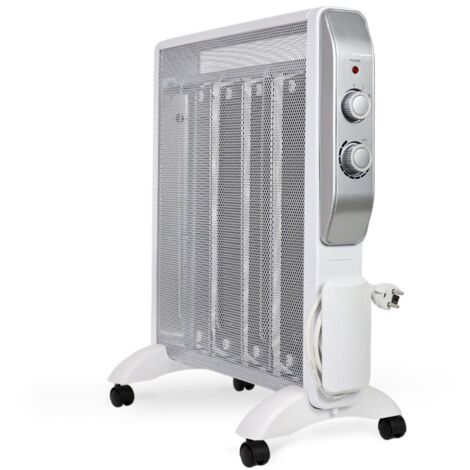 Radiador de mica 2000W Estufa de mica Blanco Radiador eléctrico de bajo consumo Silencioso calefactor de mica portátil