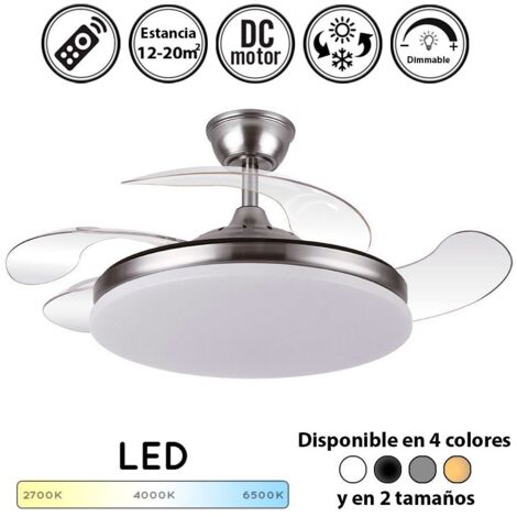 Ventilador de techo tridente Lampara ventilador de techo con luz 59W 6980Lm mejor ventilador de techo 2025 calidad precio Plata Grande diametro: 50-107 cm Plata Grande diametro: 50-107 cm