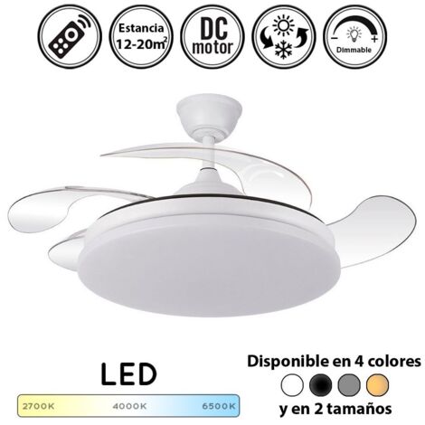 Ventilador de techo tridente Lampara ventilador de techo con luz 59W 6980Lm mejor ventilador de techo 2025 calidad precio Blanco Grande diametro: 50-107 cm Blanco Grande diametro: 50-107 cm