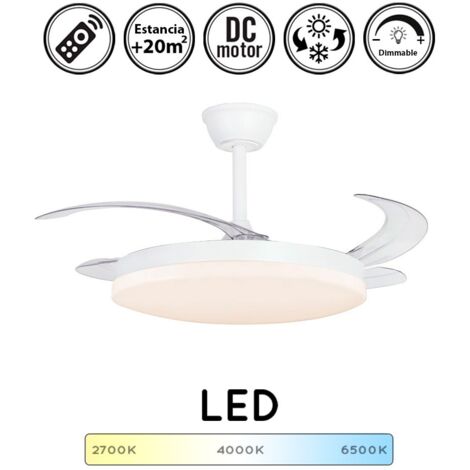 Ventilador de techo con luz silencioso DC con mando Milky XL blanco 120 cm invierno-verano color luz regulable