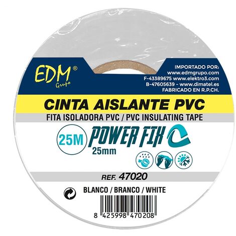 Cinta aislante, 25m x 25mm, blanca  EDM 47020 (1/4)
