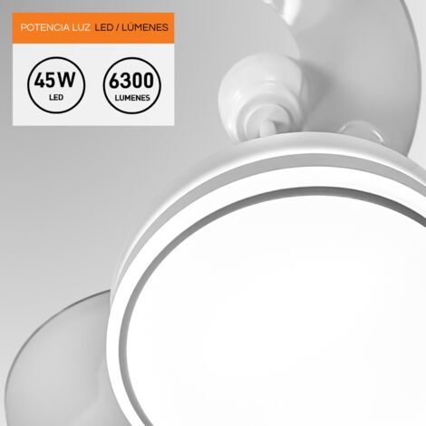Ventilador de techo LED SHAMAL Blanco, Alta potencia lumínica y regulación  inteligente