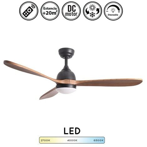 Ventilador de techo con luz silencioso DC con mando Tonda negro 132 cm invierno-verano color luz regulable