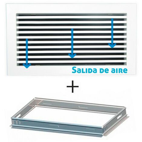 Rejilla lineal inclinación 0º blanca para aire acondicionado + marco de montaje 1000x150mm 1000x150mm