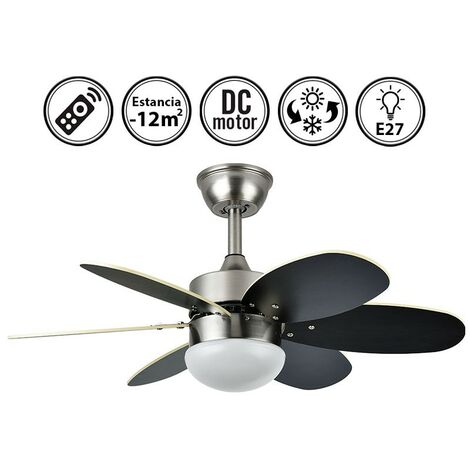 Ventilador de techo con luz silencioso DC con mando Wengue haya 85 cm invierno-verano color luz regulable