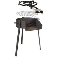 Barbacoa portátil redonda con quemador de gas y parrilla metálica Ø50 cm