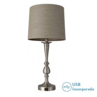 FAB 130871003 Sobremesa Khalifa 1xe27 Niquel 60´5x28x28 Cm Puerto Usb